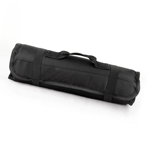 Portable Canvas Knife Roll Bag For Chef Knives And Cutlery, Heavy-Duty Knife Storage Case, black roll-up with handle