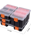 Four Piece Toolbox Storage Set With Customizable Removable Dividers Heavy Duty Durable Plastic Organizers for Tools and Parts stack
