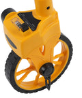Folding Measuring Wheel 9999.9m with One Touch Reset and Accuracy 0.5%, close-up of durable yellow wheel design.