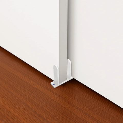 4-Piece Sliding Closet Door Floor Guides Set In White Acrylic, Practical Bottom Guides For 1-3/8 Inch Thick Doors, Includes 8 Screws And Expansion Plugs For Smooth Sliding In Cloakrooms, Bathrooms And Kitchens.