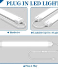 Diagram of a 2Ft LED Shop Light With Plug, Linkable 5000K Tube Light, featuring plug connections and switch.