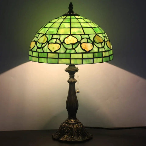 Tiffany Style Stained Glass Table Lamp With 12 Inch Shade And 19 Inch Tall Antique Bronze Base UL Listed Reading Light