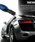Ultimate Fuel Saver Plug and Play Device Drive Further and Save More Per Tank Portable Gas Economy Gadget for Cars Trucks and SUVs Reduces Waste and Improves Efficiency 3 Pack shown near a silver sports car.