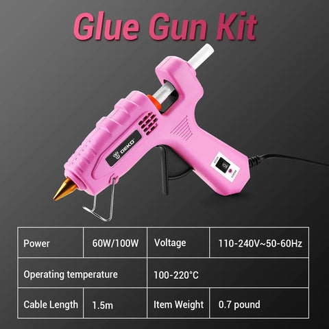 Full Size Dual Temp Hot Glue Gun Kit With 60 100W Heat Up In Minutes Built For Tough Jobs Includes 25 Glue Sticks Storage Case