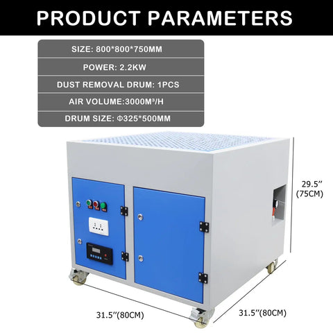 Boss Grade Metal Workbench With Built In Downdraft Suction Table And Multi Stage Welding Fume Extractor Vacuum For Grinding And Polishing 31.5 Inch 220V No Sweat Garage Rig size 800mm square, 2.2kW power.