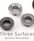 Badass Titanium Crank Cover M20 Screw Cap for Road Bicycle and Mountain Bike Crank Arm Bolt with three surface designs.