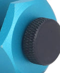 Close-up view of the stainless steel locking knob on the Heavy Duty Aluminum Framing Square Jig Quick Set Rafter Layout Guide.