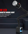 Top Shelf Led Machine Work Light With Heavy Duty Magnetic Base And Flexible Gooseneck Arm Pumping Out Killer Shop Brightness At One Thousand Lumens, featuring a 9W LED, flexible neck, and magnetic base.