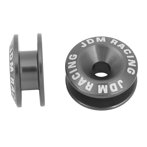 Bumper Trunk Quick Release Fastener Kit Gun Metal 24mm Diameter and 11mm Height Includes Hardware for Easy Front and Rear Bumper Installation and Removal Set of 4, side and top view showing JDM Racing branding