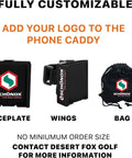 Universal Golf Cart Phone Mount With Heavy Duty Strap For Hands Free Gps And Score Tracking Patriotic Flag Caddy with customizable features.