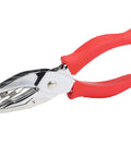 Square Hole Paper Punch 3 Sixteenth Inch Handheld Puncher with Red Soft Grip Handle shown from side view