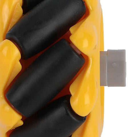 Close-up of Omni Directional Mecanum Wheel Set For TT Geared Motor Robotic Car with rubber coating, 48mm diameter.