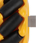 Mecanum wheel pair for geared motor, yellow housing with black rubber rollers and grey shaft adapter