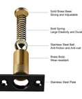 Close-up of 12pc Invisible Wooden Cabinet Door Catch Ball Latch Kit with elastic adjustable spring mechanism, brass and stainless steel material.