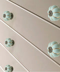 Sky blue 5 Pack Retro Vintage Ceramic Pumpkin Cabinet Knobs Set for kitchen cabinets and drawers, enhancing vintage charm