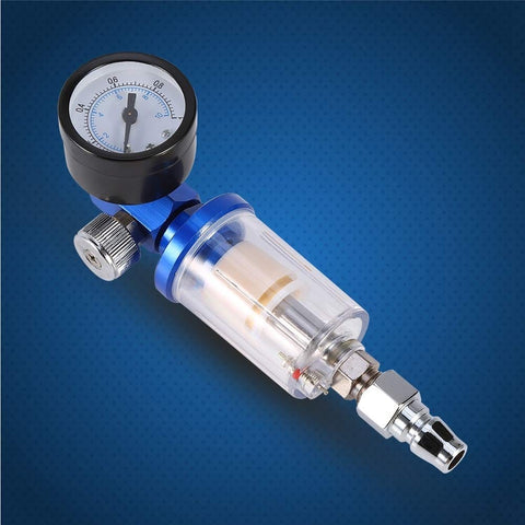 Spray Gun Pro Grade Air Pressure Regulator With 140 PSI 10 Bar Gauge And Inline Oil Water Trap Filter Separator