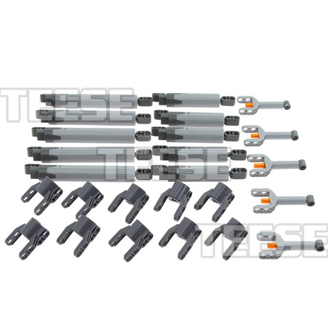Five Pack Linear Actuators With Axle And Pin Connectors For Technic Builds, Replacement Parts For MOC Cars And Trucks, Random Color Assortment