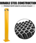 Heavy Duty Steel Safety Bollards Industrial Yellow Powder Coat Includes Anchor Bolts Rock Solid Driveway Guard Post showing durable yellow Q235 steel.