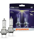 H7 XtraVision High Performance Halogen Headlight Bulbs Kit For High Beam Low Beam And Fog Replacement, Dual Pack package and bulbs