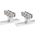 Heavy Duty 6 Wheel Trolley Assembly For PA200 To Pa1000 Electric Hoist With 562 Lb Load Cap, showing steel rollers.