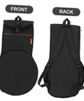 Front and back view of Heavy Duty Waterproof Dumb Drum Storage Bag Premium Oxford Percussion Hauler with straps.