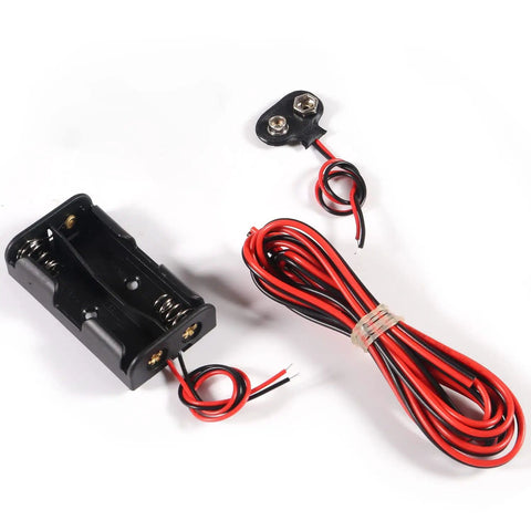 Battery holder, clip, and wires from Hands On STEM Motor Kit With Plastic Gears And Mini DC Motors 1.5 to 3V 9000 to 25000 RPM