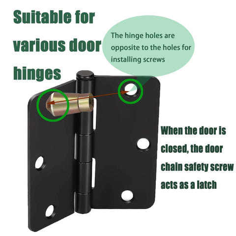 Tamper Resistant Door Hinge Screws Pack Of 10 1.75 X 0.38 X 0.38 Inches shown on black hinge with latch feature
