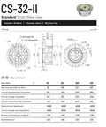 Technical specifications and diagrams of the CSF-32-II Strain Wave Gear Reducer with Harmonic Drive for automation robots.