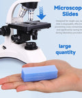Clear Disposable Plastic Microscope Slides For Lab Samples And Classroom Science Wet Mount Practice 75 X 25 Mm Hands On Viewing Set For Easy Specimen Experiments In Education And Research, stack in hand