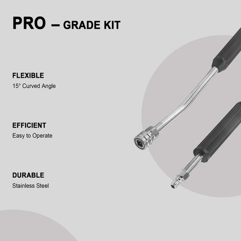 Heavy Duty Pressure Washer Extension Wand Set Two Pack With Straight And 15 Degree Curved Angled Lance Anti Slip Grip