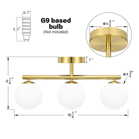 Three Light Vanity Light Fixtures In Gold Brass Finish With Dimmable Wall Sconce For Bath Mirror Milk Glass Shades dimensions