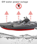 Remote Controlled Warship Battleship And Aircraft Carrier RC Boat displayed with off-water power outage feature and dual motors