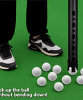 Aluminum Golf Ball Retriever With Extendable Tube for effortless ball pickup, shown picking up balls with easy one-hand use on green surface.