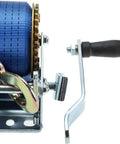 Beefy Heavy Duty Hand Winch 600 Lbs Gear Winch with 21 Cm Handle Crank 272 Kg capacity polyester strap and hook, steel construction