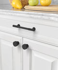 10 Pack Matte Black Kitchen Cabinet Knobs For Cabinets And Drawers, Dope Modern Hardware Upgrade, Easy Install, Durable Pull Handles For Kitchen And Bathroom Renovations on white cabinet