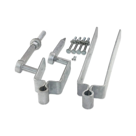 Heavy Duty Adjustable Double Strap Field Gate Hinge Set, 18 Inch 450mm, Includes Top And Bottom Straps, Diameter Bolt And Drive Hooks