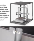 3D Printer Enclosure With Clear Acrylic Protective Cover, Ventilation, LED Lighting, Odor Isolation, Dustproof And Noise Reduction, Sized At 514mm By 631mm By 623mm For Stable Printing And Warping Prevention showing an enclosed design with acrylic panels