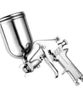Pneumatic Paint Spray Gun With Huge 400ml Pot For Auto Body Shops And Car Care High Capacity Air Power Tool, metal design, precise flow control.