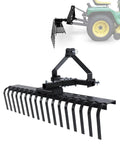 50 Inch Landscape Rake For Category Zero Tractors With Three Point Hitch And Five Position Angle Adjustment, steel powder coated black