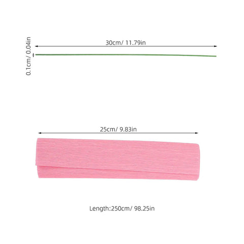 DIY Crepe Paper Flower Kit With Precut Sheets And Metal Wire For Realistic Bouquets Easy To Shape Flowers All In One Floral Stem Craft Set For Weddings And Scrapbooking, 30cm wire and 25cm pink crepe sheet