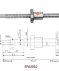 Precision 20Mm Cnc Ballscrew Kit Sfu2010 With Anti Backlash Nut And Bkbf15 Bearing Blocks For Nema34 Motor Including Coupler Housing For Custom Build Projects, SFU2010 screw with BK15/BF15 ends