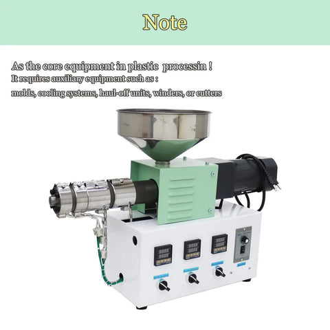 Heavy Duty Single Screw Extruder For Cranking Out 3D Printer Filament With A One Inch Barrel And Sixteen To One Ratio On A Compact 110 Volt Desktop Setup, featuring control panel and hopper.