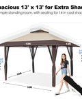 13x13 Pop Up Gazebo With Mosquito Netting, Quick One Push Setup, No Tools, Adjustable Heights, Includes 4 Sandbags And Carrying Bag