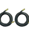 Hydraulic hoses 1/2 in x 120 in, black with brass male fittings, 2-pack, front view.