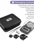 Pro Grade Digital Milligram Scale For Jewelry And Powder Weighing 50g Capacity 0.001g Readout Includes Tweezers Calibration Weights Three Pans And Case