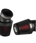 48mm Cone Air Filter For Dirt Bikes And ATVs Universal Fit, black and red filter for PWK and PE carburetors, side view