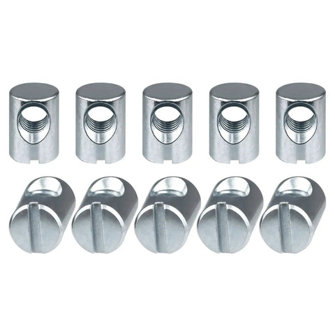 Heavy Duty Cross Dowel Barrel Nuts Straight Fix For Ikea Part 100514 No Sweat Bed Frame Joints Easy Peasy Joint Lock With Sundvik Mydal Cribs And M6 Bolts 10 Pack, zinc plated assembly nuts.