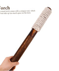 Outdoor Solar Tiki Torch Light For Garden Fence Decoration With Woven Wood Look Weatherproof And Easy Install Eco Friendly Yard Pathway Lantern Hanging Decor For Patio Trees Wedding And Landscape Lighting shown in a hand