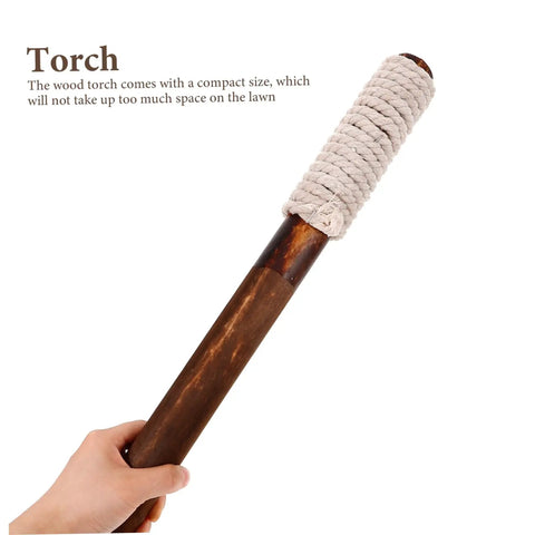 Outdoor Solar Tiki Torch Light For Garden Fence Decoration With Woven Wood Look Weatherproof And Easy Install Eco Friendly Yard Pathway Lantern Hanging Decor For Patio Trees Wedding And Landscape Lighting shown in a hand