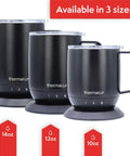 Electric Smart Coffee Mug With Led Display And Precise Temperature Control Keeps Your Daily Grinds Piping Hot Auto Shut Off Feature Three Custom Heat Settings For Flawless Sips Everywhere- three sizes displayed